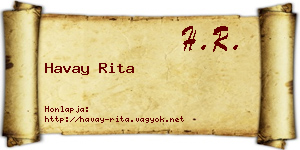 Havay Rita névjegykártya